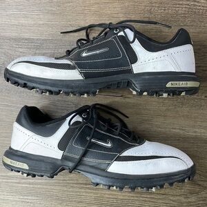 NIKE Air Tour Saddle Men US 9 White Black Golf Shoes  336050-103